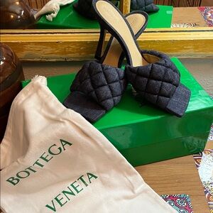 New in box Bottega Veneta
Matelasse Quilted Denim Mule Sandals w/dustbag